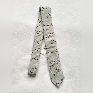 Gray Tie with Bird Pattern